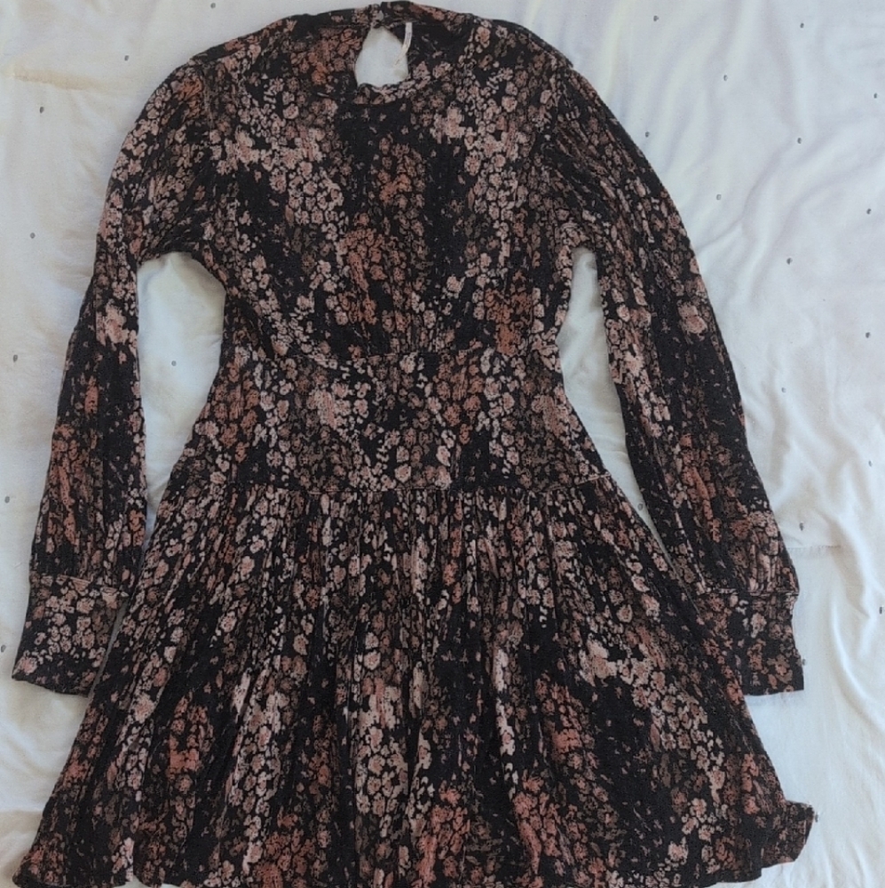 Free People Black and Pink Floral Dress